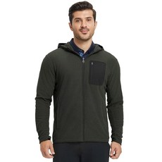 M MAELREG 플리스 후드 재킷 남성용 풀 지퍼 포켓 3개 경량 부드럽고 따뜻한 후디 골프 운동 여행용 포레스트 그린. L 131974