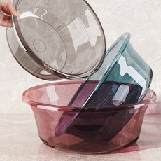 플라스틱 원형 투명 세숫대야 세면대야 손빨래 설거지통 세수대야 다라이, 소형, 1개, 블루