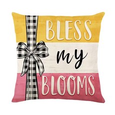 春季鬱金香印花抱枕套 字母花卉裝飾沙發靠枕套 家居靠墊亞麻, 01,45*45cm