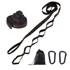 2Pcs 야외 캠핑 해먹 스트랩 강화 나일론 스트랩 벨트 로프 서스펜션 스트랩 휴대용 해먹 액세서리, 주황색, 검정색 버튼 2개와