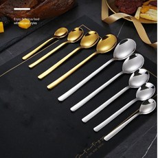 韓式不鏽鋼長柄湯匙組 適用於兒童餐具, 1個, 銀色長柄湯匙(1支),29g