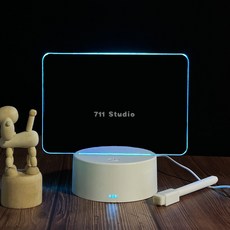 台灣出貨 小夜燈手寫板 ins發光亞克力記事板 創意夜光氛圍檯燈定製寫字留言 發光可擦記事本 發光記事板 備忘錄, 橫板+筆,單色 白光 USB插電