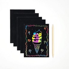 스크래치페이퍼 A6 5장입(스틱1개 포함)/무도안 스크래치펜 긁기 미술놀이 종이