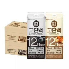 연세두유 프로틴 고단백 두유 아몬드 잣 16팩+ 고단백 검은콩 고칼슘 16팩 (총32팩), 190ml, 16개