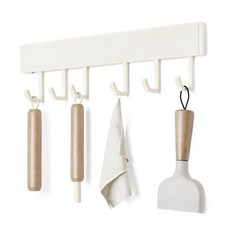 廚房滑動掛鉤收納架 30cm 6鉤 奶白, 奶白 / 可拆卸 / 30cm 6鉤 / 生鏽包賠 / 穩固不掉, 1個