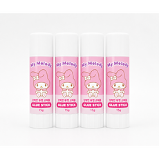 산리오 캐릭터즈 마이멜로디 투명 고체풀 딱풀, 15g, 4개