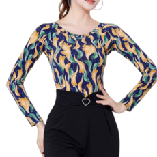 쌍천 여성 라인댄스복 라틴댄스 탑 트레이닝 연습복 무대 긴팔 의상 줌바 상의 A25101703