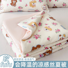 A類母嬰級雙層紗涼感AB面夏涼被, 淘氣日記【雙面睡感細膩順滑不悶熱】, 110x150cm【兒童被/顏色隨機】