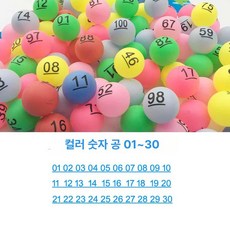 볼 경품 뽑기 탁구공 당첨 번호공 게임 숫자 번호 추첨함, 1-30번(컬러)숫자볼, 1개