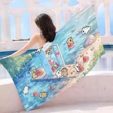 프린트 비치 타월 등산 요가 해변 수영 달리기 흡