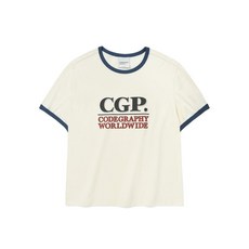 매장정품 코드그라피 CGP (우먼) 스퀘어 로고 링거 반소매 티셔츠_크림 CBEUWTS208CR 117308