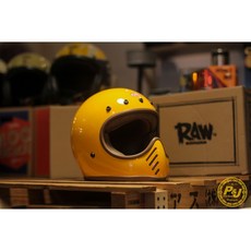 P&J 捷寶 RAW 復古越野全罩式安全帽 小帽體 山車帽, 經典黃,XL, 1個