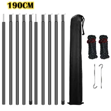 캠핑 텐트 타프 폴 2개 세트 캐노피 어닝 쉘터 백패킹 하이킹 텔레스코픽 조절식 텐트 선쉐이드 지지대, 09 190CM Black kits