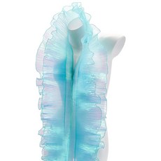 폴리에스터 플리츠 레이스 트리밍 그라데이션 색상 구슬 커튼 장식 DIY, 1개, 사이안 205