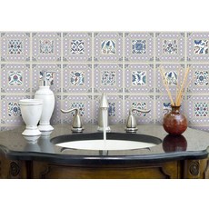 IRI-GIRI 24피스 팩 (10.2 x 10.2cm(4 x 4인치)) 아트 다양한 필 앤 스틱 벽 스티커 백스플래시 비닐 방수 탈착식 타일 스티커 데칼 욕실 및 주방용, Iznik