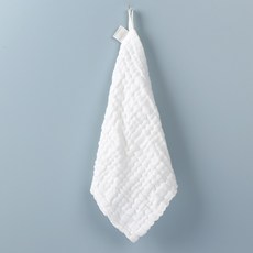 Baby童衣 六層紗布手巾 水洗紗布方巾 口水巾 洗臉小毛巾 無骨帶掛巾 柔軟親膚, 白色, 1個