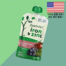 너도밤나무 열매 과일 후루츠 채소 믹스물 철분 아이언 철 아연 징크 12개월 이상 사과 애플 블루베리 시금치 3.5온스 99g Beech Nut Fruit Veggie Blen