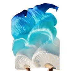 화이트 블루 팬베일 1쌍 150cm 벨리댄스 한국무용 공연 소품 White Blue Belly Dance Fan Veils Pair Stage Korean dance