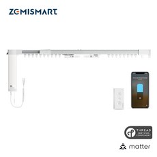제미스마트 MT82 매터 스레드 전동식 가변형 커튼 키트(구글홈 애플홈 스마트싱스 연동), 화이트