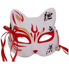 日式稻荷狐狸面具, 紅金黑字, 1個