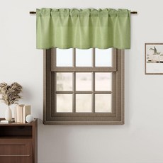 [ 1133479 ] 그린 밸런스 커튼 빛 필터링 로드 포켓 창문 커튼 주방용 인조 리넨 농가 소박한 밸런스 거실 침실용 152.4 x 45.7cm(60 18인치) 패널