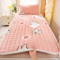 침대 토퍼 두꺼운 따뜻한 우유 벨벳 매트리스 럭셔리 시트 접이식 얇은 다다미 매트 미끄럼 방지 커버 더블 겨울, 없음, 없음, 14) 120x200cm-1pc sheet - 004