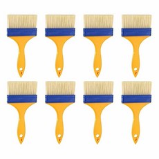 HARFINGTON 8피스 페인트 브러시 9.5cm(3.7인치) 납작한 칩 없는 나일론 빗살 플라스틱 옐로우 핸들 아트 크래프트 바니시 접착제 Gesso 벽 가구 울타리 데크용, 다크 블루, 3.7 Inch
