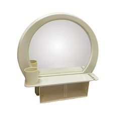 蝴蝶衛浴台灣製造一體成型半圓鏡浴室鏡子廁所鏡子化妝鏡壁掛鏡子附平台, 半圓鏡+螺絲*2+漱口杯*1, 【K廊-705】半圓鏡