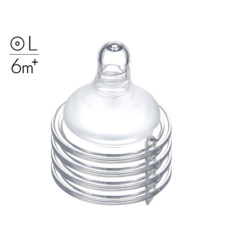 柔軟矽膠奶嘴，0個月以上適用，防脹氣設計，寶寶舒適吸吮，安全無毒材質, 寬口圓孔奶嘴L，4入, 1個