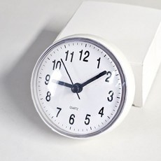 습기 찬 공간 전용 흡착식 아날로그 조용한 원형 욕실 벽걸이 시계, 방수시계(화이트)