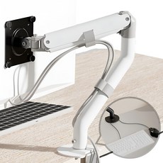 M7 15-32인치 초강력 프리미엄 싱글 모니터암 거치대, 1개, 화이트
