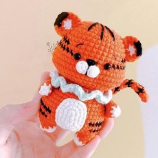 인형 크리스마스 도안 손뜨개 뜨개 털실 키트 달랑달랑, 통통한 십이간지 호랑이 재료, 1개