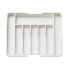 可調式餐具架 塑膠抽屜收納盒 銀器收納盒 抽屜收納, 1個, 白色, 白色