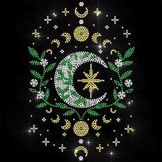 1개 유리 핫픽스 라인스톤 다리미 부착형 아플리케 의상 액세서리 (달 모양 297x210mm), 혼합색