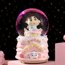 금성여자 스노우볼 트리 오르골 1개 장식 크리스마스, 2414C 신짱 핑크