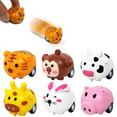 풀백카 장난감 애니멀 풀백카 전 6종류씩 각 1개씩 총 6개 (가정용 생일 파티용 소용량) 어린이용 장난감 장난감 동물 디자인 자동차 미니카 장난감 지능 발달 장난감 축제용 굿즈