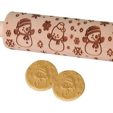 엠보싱 롤링 핀 OLETNY 대형 목재 텍스처 롤러 베이킹용 쿠키용 장식 무늬 크리스마스 선물어머니 할머니 친구들, 16 in（40cm）-Teak, Snowman