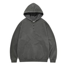 카네이테이 KANEITEI 긴팔 후드 맨투맨 티셔츠 피그먼트 PIGMENT WED HENLEY NECK HOODIE (차콜 )