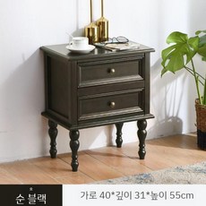 실목 소형 원목협탁 침대옆 탁자 크림화이트 2단 서랍형 수납 화이트월넛 ENF, 직접 설치, A.고다리블랙(40cm)