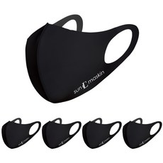 Sun Maskin Premium UV Protection UV 可水洗通用運動時尚面膜 5 片, 黑色