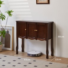수납장 북유럽 라이트월넛 복도 장식장 라탄 소로 현관, 프레임 구조, 조립 필요, 블랙월넛 3도어 중형