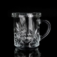 뚜껑 있는 머그잔 카페 커피 유리 머그컵 250ml 예쁜 찻잔, 1개, 나뭇잎