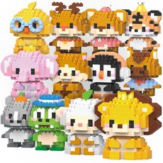 [알꿀밤-나노블럭-동물] E 미니 동물 애니멀 12종 세트, 1개