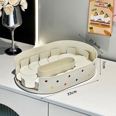 熱銷新品 冰箱飲料整理旋轉盤調味調料加厚收納神器廚房瓶子料置物架罐轉盤, 1個, 奶白波點旋轉盤