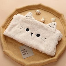 可愛刺繡貓咪洗臉髮帶 珊瑚絨寬邊束髮圈, 1個, 【AI005-2】咖色, 咖色