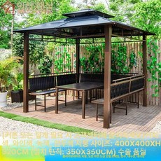 야외 파고라 펜션 정원 대형 원두막 데크 카페, 31.영원한 10CM 기둥 4x4 m + 3 좌석 패널