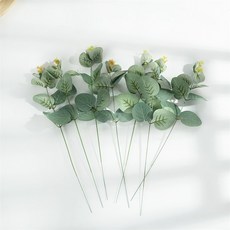 嗨購 單枝尤加利葉子裝飾仿真花 衣服修飾花環專用家居婚慶裝飾花串擺, 綠色