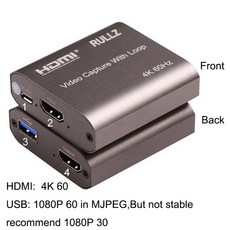 4K 60Hz HDMI To USB 2.0 비디오 캡처 카드 루프 레코드 박스 포함 PS4 XBOX 스위치 게임 PC 라이브 스트, 3. with Loop Coffee, 1개