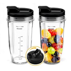 교체용 473.2ml(16온스) 블렌더 컵 2개 닌자용 Sip & Seal 뚜껑 4개 BL660 BL740 BL770 BL780 BL810 BL820 BL830 QB3000, 24oz Ninja Blender Cup