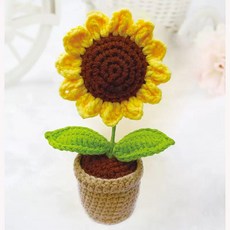 비큐리어스 DIY 코바늘 키트 초보자 입문용 뜨개질공방 해바라기 개구리, 방긋해바라기, 1개